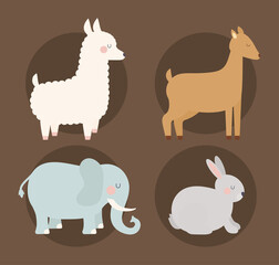 four animals illustration