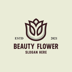 Beauty flower logo retro vintage vector template