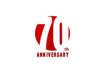 70 years anniversary vector template with red color, 70th birthday logo