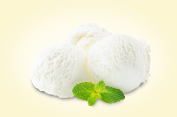 Vanilla ice cream on a yellow background