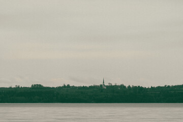 Stange with Stange Church by Lake Mjøsa.