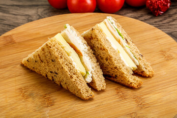 Club sandwich with chicken and cheese