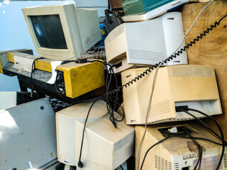 Old low tech broken computer parts