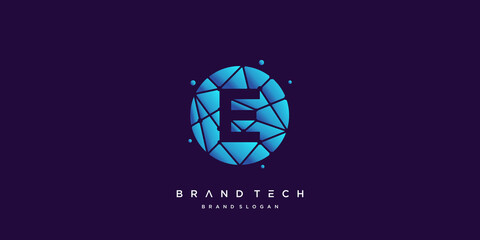 Tech logo E with creative molecule style vector part 2