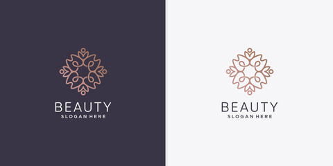 Beauty abstract flower logo with creative line art style vector part 3