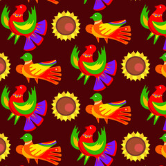   Pattern. Seamless pattern with floral romantic elements, birds for your design.
 Endless textures. Vector illustration.