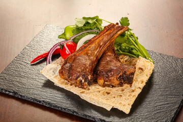 Grilled rack of lamb barbeque