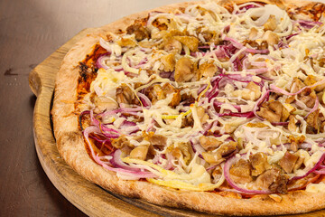 Pizza with meat and onion