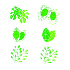 Bundle illustration of green leaves with minimalist style