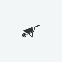 Wheelbarrow vector icon illustration sign