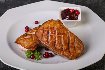 Roasted duck breast with sauce
