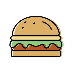 hamburger. grilling food. vector icon in flat style