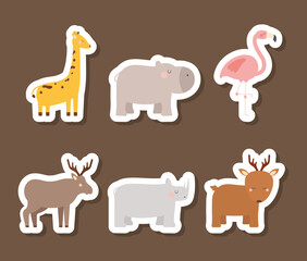 six animals illustration