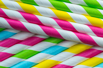 Set of colorful paper straws for drinks and beverages