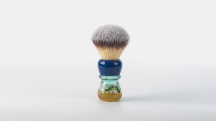 soft shaving brush isolated on white background, close view, barber shop concept  
