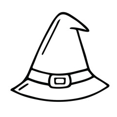 Witch hat outline icon. Costume and halloween. Vector illustration isolated on white.