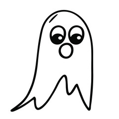 Halloween spooky ghost outline icon. Vector illustration isolated on white.