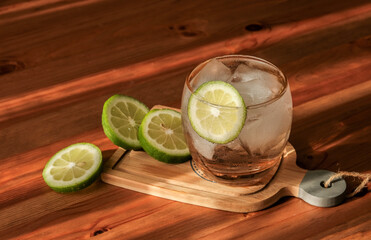 Refreshing drink with iced lime.
