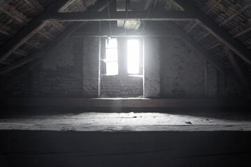 light dark old  attic room building