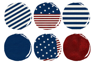Abstract shapes in color of national American flag. Independence day clip art set on white background