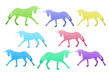 Unicorn watercolor clip art, sublimation pack on white background