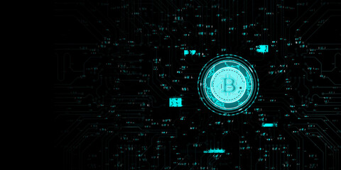 digital lighting concept bitcoin. 3d rendering.
Block chain, digital code chain. 