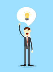 Businessman Enlightened by Bright Idea Flat Style
