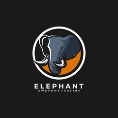Elephant logo design vector flat color