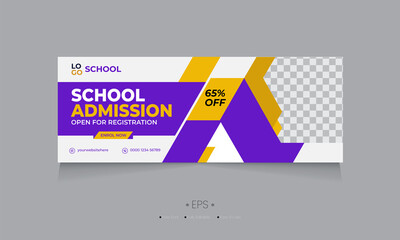 kids school admission open webinar f
Facebook cover web banner template with photo place modern layout design