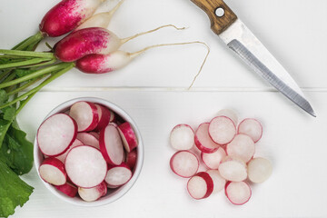 The process of processing a fresh radish crop.