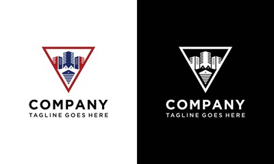 Triangle logo and Building, Construction, Real Estate Logo Template Vector Icon.