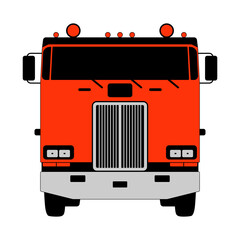 semi truck, vector illustration,flat style, front 