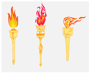 Collection torch Flaming on Background Gray abstract illustration design