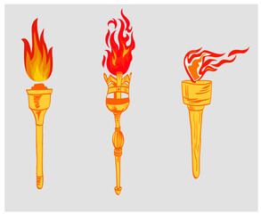 Collection torch Flaming on Background Gray abstract illustration design