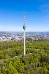 Stuttgart tv tower skyline aerial photo view town architecture travel portrait format
