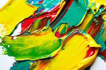 Yellowish background of strokes of paint abstract texture