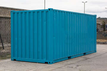 Blue freight container