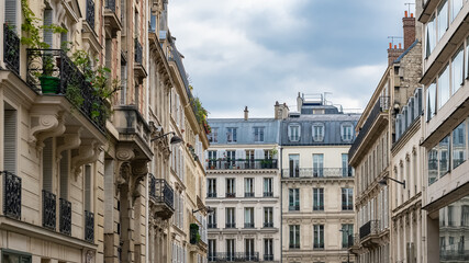 Fototapeta na wymiar Paris, typical buildings in the Marais, in the center of the french capital 