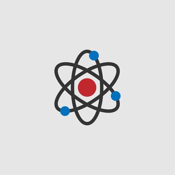 Atom science orbit outline symbol vector