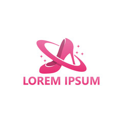 Woman shoes planet store logo template design