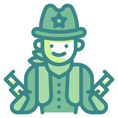 cowboy green twotone line icon