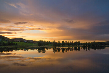Sunset over the Ljusnan river near Jarvso