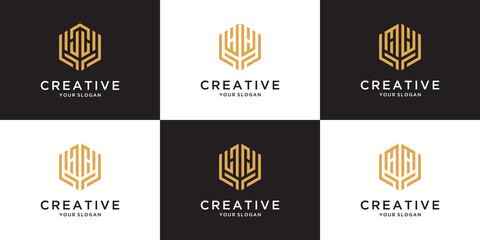 Letter hh hands logo template for real estate, building, agent, architect