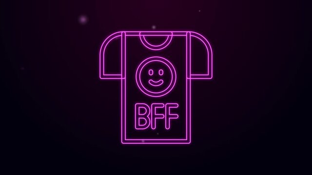 Glowing neon line BFF or best friends forever icon isolated on black background. 4K Video motion graphic animation