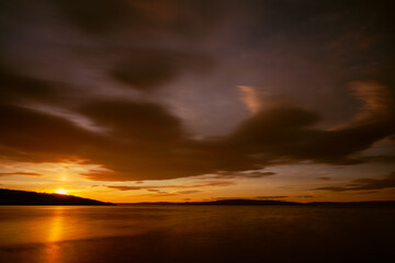 Fototapeta na wymiar Sunset by Lake Mjøsa.