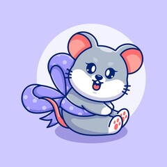 Cute mouse with ribbon cartoon
