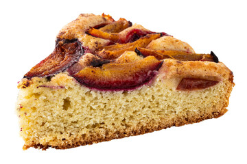 slice of plum cake isolated on white background
