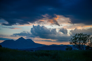 spectacular sunset before thunderstorm over Salzburg