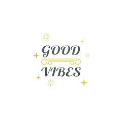 Abstract Doodle Text Good Vibes Card Hand Draw Lettering Vector Design Style Template For Poster Social Banner Cards