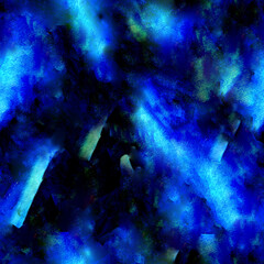Abstract seamless pattern with blue watercolor spots. Hand painted texture.